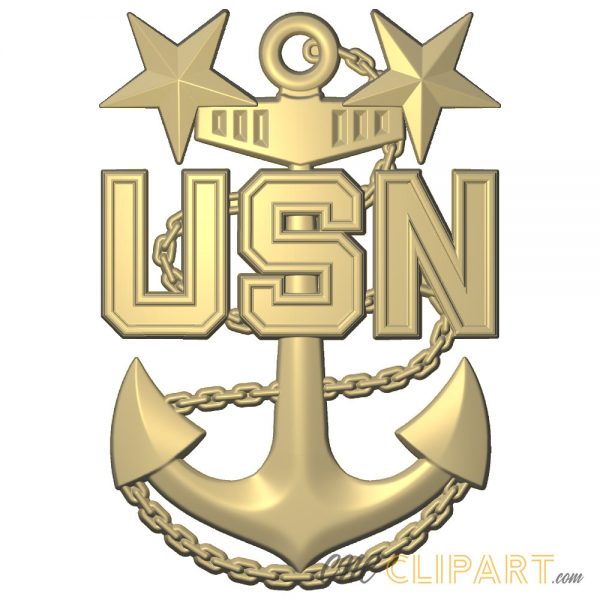 A 3D Relief model of the US Navy Master Chief Petty Officer Collar and Cap