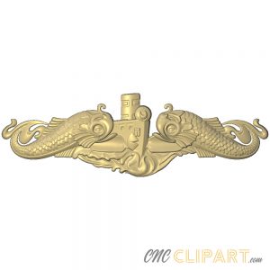 A 3D Relief model of the US Navy Submarine Warfare Insignia