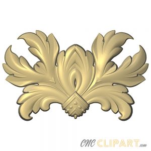 A 3D Relief model of an applique onlay decorative woodworking centrepiece