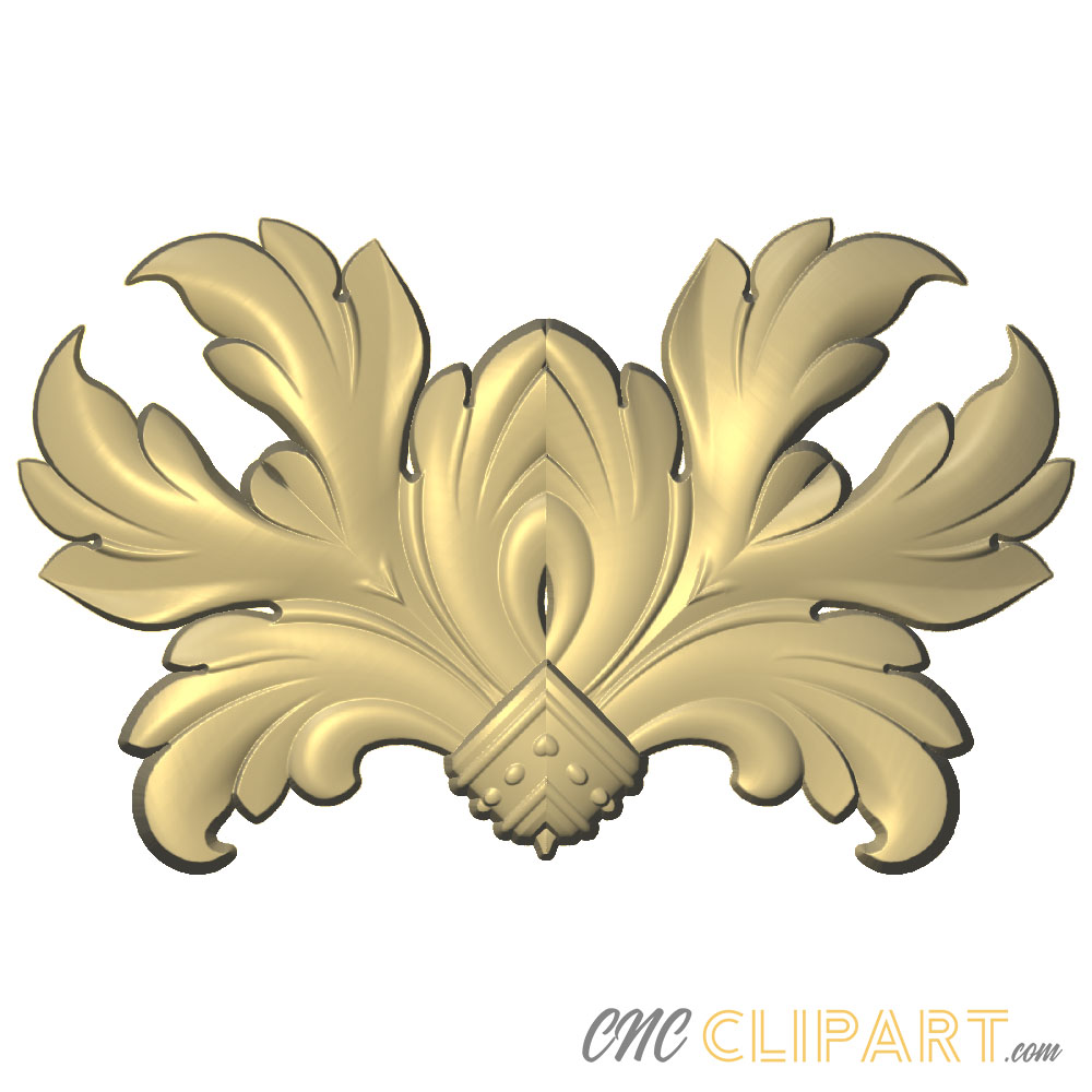 A 3D Relief model of an applique onlay decorative woodworking centrepiece