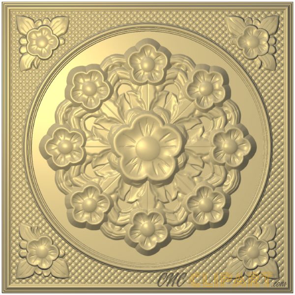 A 3D Relief model of a Decorative Square Panel