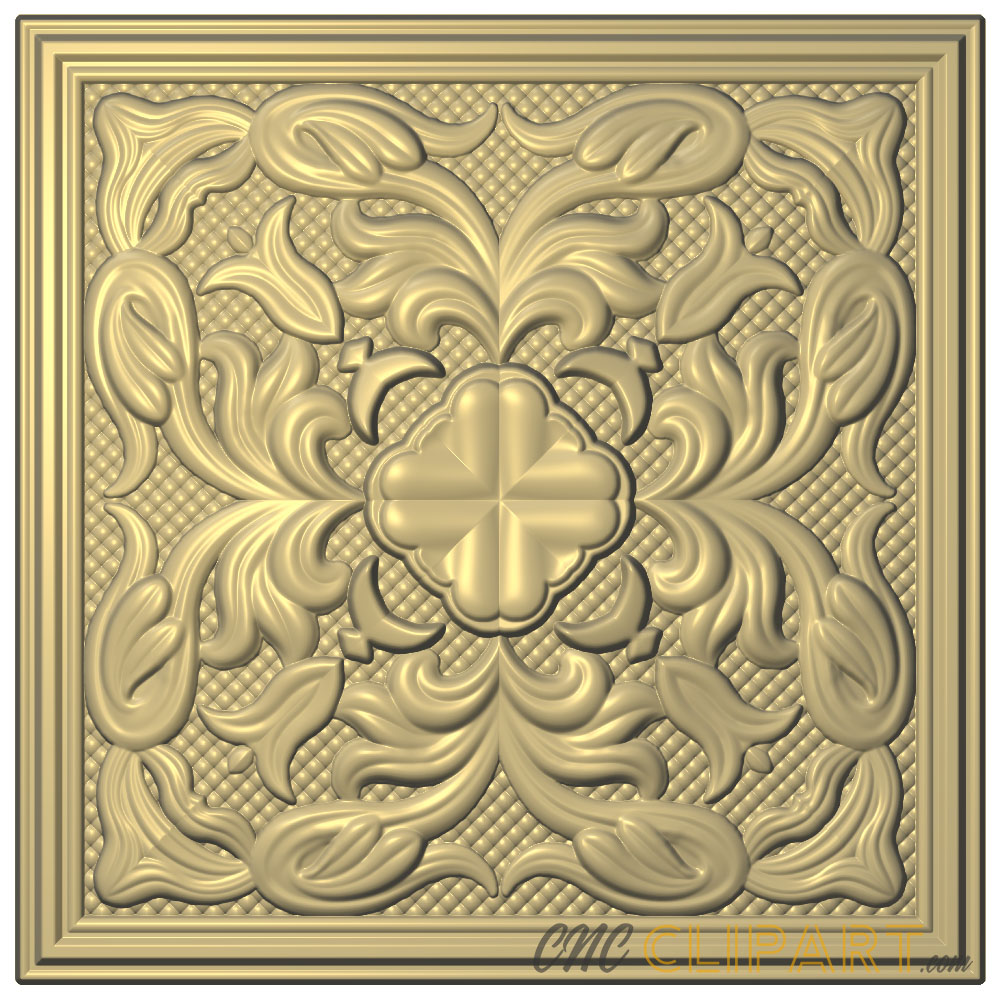 A 3D Relief model of a Decorative Square Panel