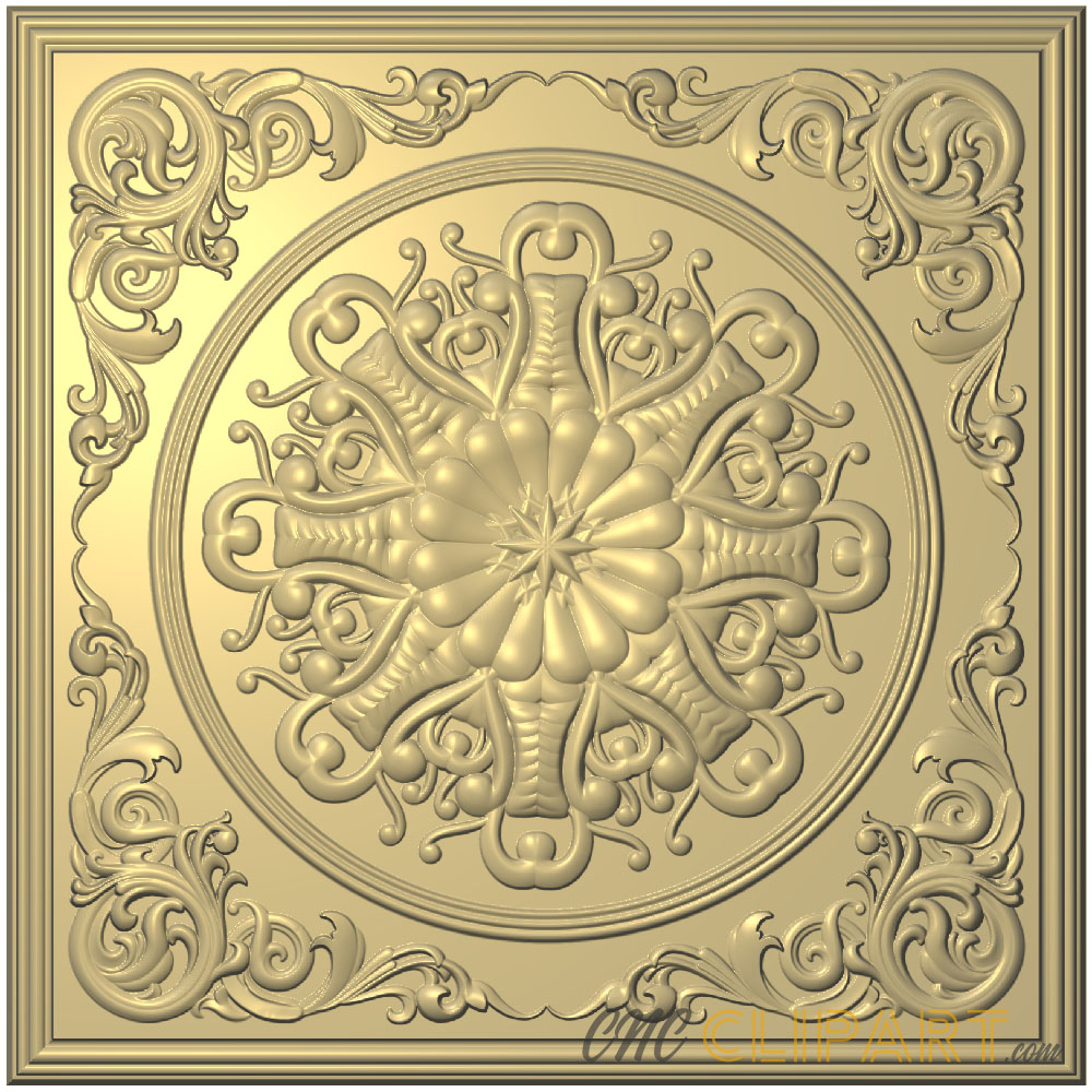 A 3D Relief model of a Decorative Square Panel