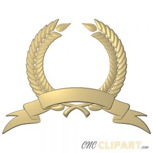 A 3D Relief Model of a Laurel Wreath and Banner