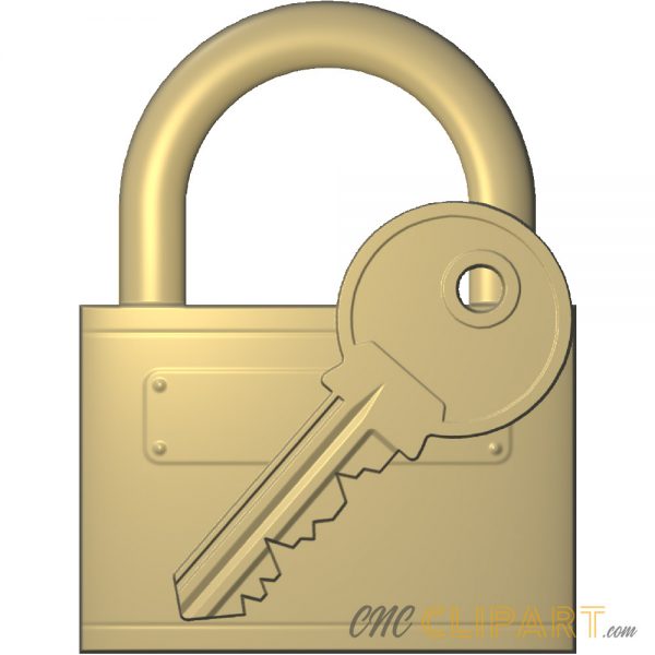 A 3D Relief model of a Padlock and Key