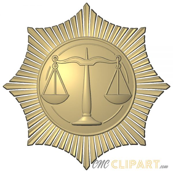 A 3D Relief model of the Scales of Justice Badge