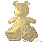 A 3D Relief model of a Teddy Bear and Building Blocks