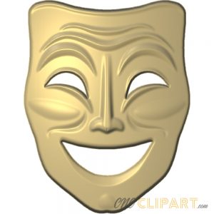 A 3D Relief model of a Happy Theatre Mask
