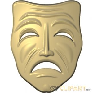 A 3D Relief model of a Sad Theatre Mask