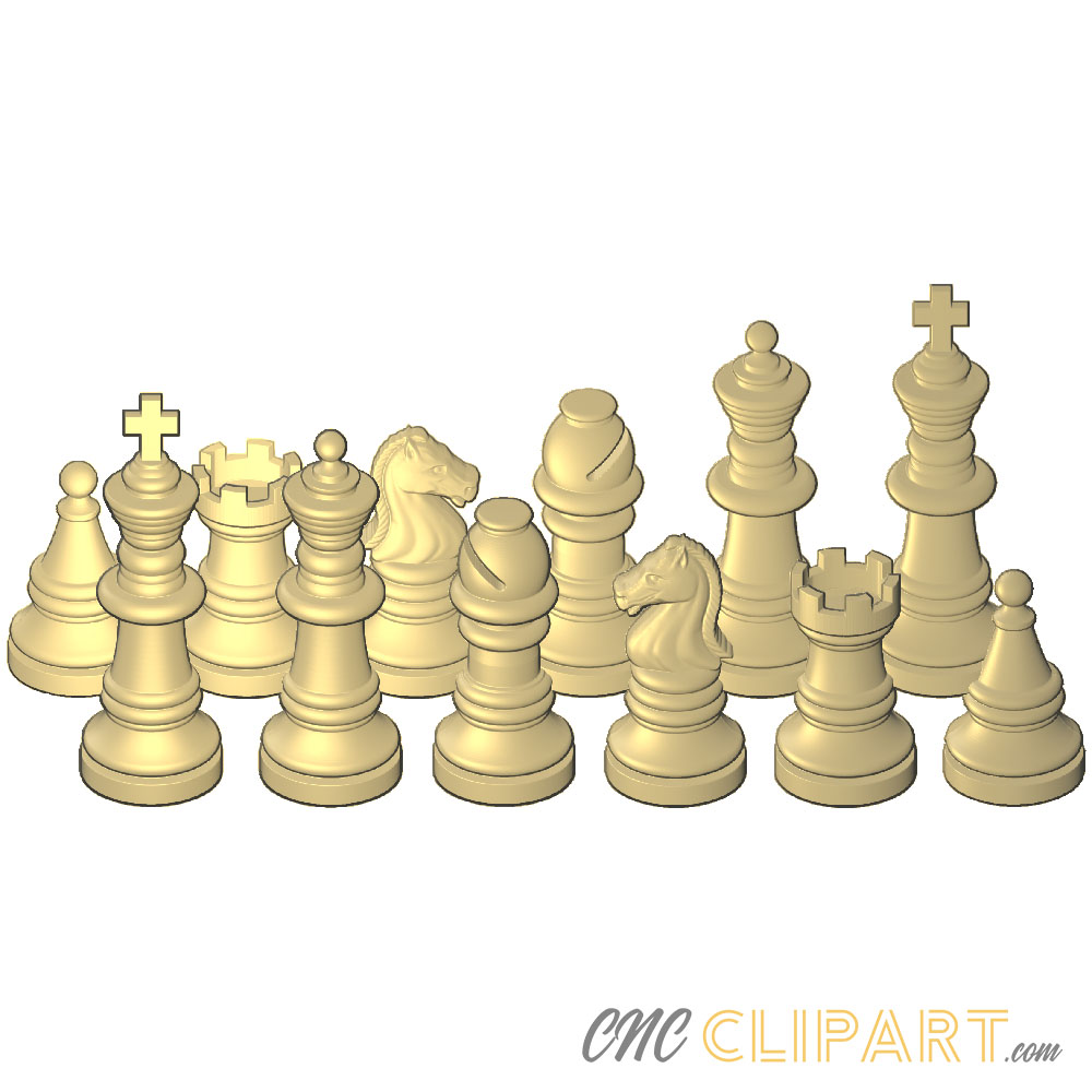 Set of chess pieces clipart on transparent background, chess