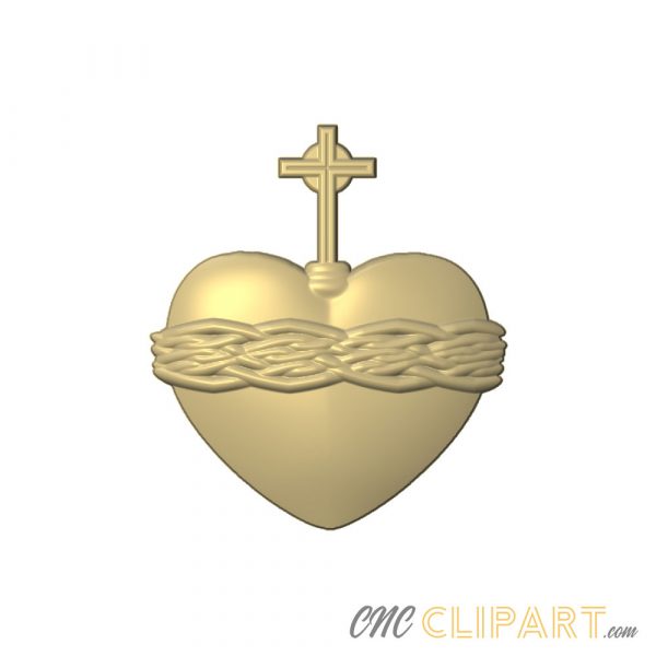 A 3D Relief model of a Cross and Heart