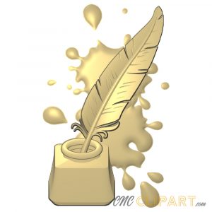 A 3D Relief model of a Quill and Inkwell
