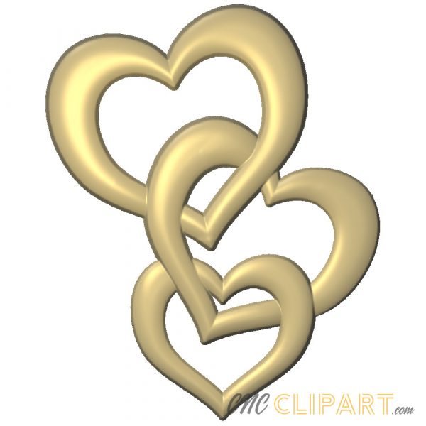 A 3D Relief model of three interlocking hearts