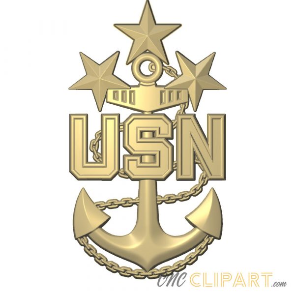 A 3D Relief model of the US Navy Master Chief Petty Officer Badge