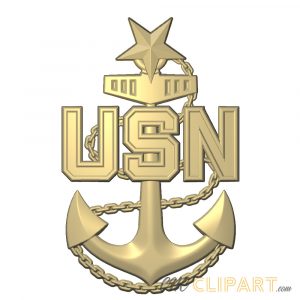 A 3D Relief model of the US Navy Senior Chief Petty Officer Collar and Cap badge